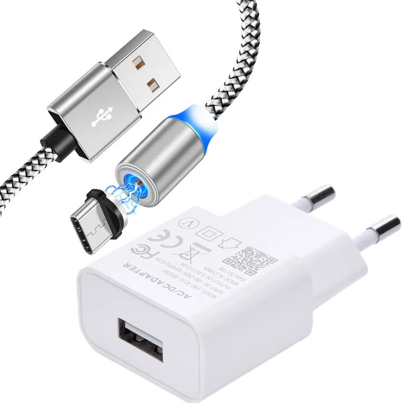 USB зарядное устройство для мобильного телефона с европейской вилкой адаптер для Asus Zenfone 6 ZS630KL ZS600KL ZS620KL ZS551KL type C Магнитный кабель Шнур - Тип штекера: Charger add Cable