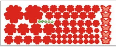 108 шт цветы и 6 шт бабочки настенные наклейки для гостиной спальни художественные наклейки мебель для украшения дома наклейки для детской комнаты - Цвет: red