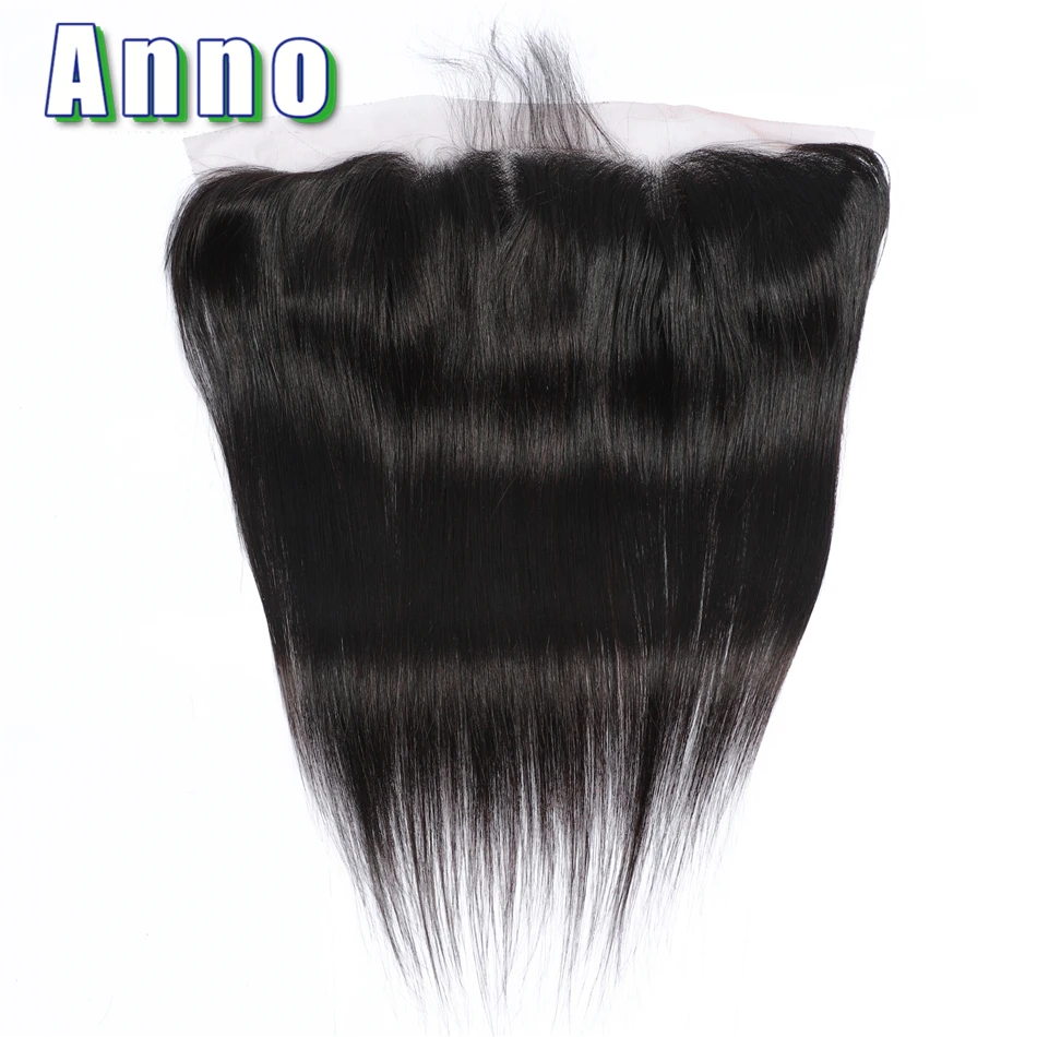 Anno Brazilian Straight Hair Bundles With Closure 2/3 Bundles Hair Weaves With 13*4 Lace Frontal Non-remy Human Hair Extensions