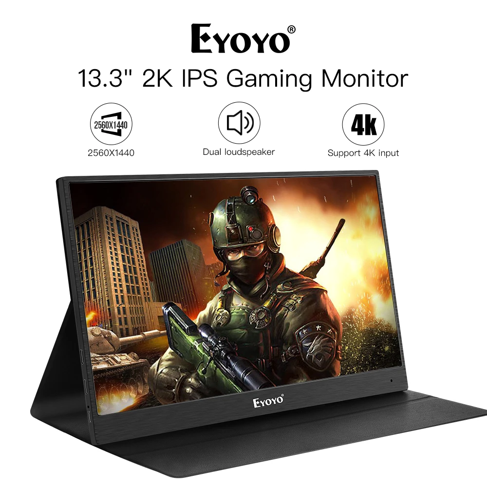 

Eyoyo EM13J 13.3" 2540x1440 Portable PC Gaming Monitor IPS Game Monitor with 4K HDMI Input for Switch Raspberry 3 ordenador port
