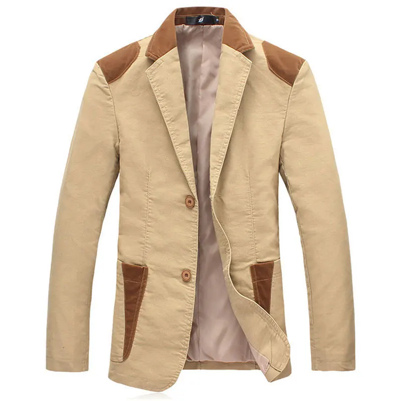 (3 Colors)2016 New Arrival Khaki Blazer Men Autumn Winter Mens Fashion Slim Fit Two Buttons