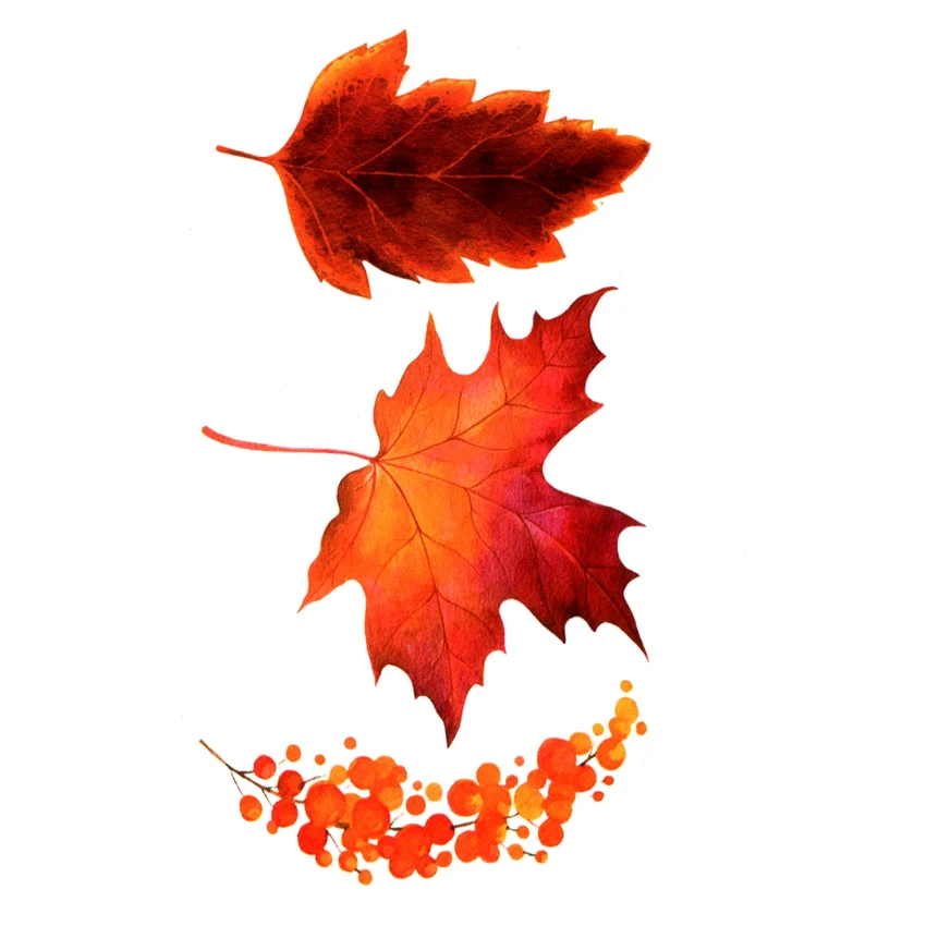 

Red Maple Leaf Waterproof Temporary Tattoo Sticker maquiagem Tree Leaf Fake Tattoo The flash Kids Tatoo Stickers Tatuaje