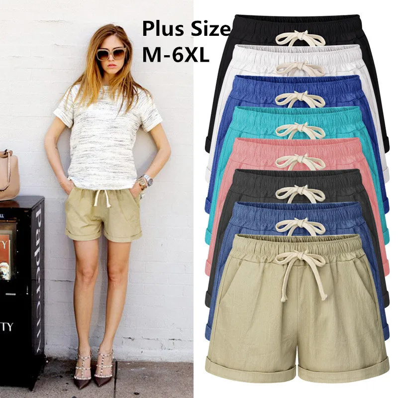 Summer Plus size 6xl Shorts women Wide Leg Shorts Casual Loose Mid ...