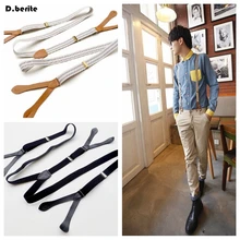 Мужской унисекс Повседневный однотонный стиль ремень для взрослых 2 см ширина Регулируемый шесть пуговиц отверстия подтяжки BDXJ217