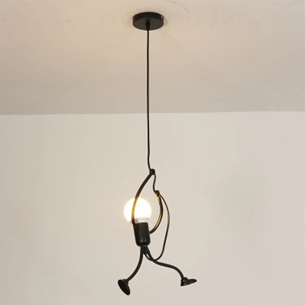 Billig Loft anhänger lichter klettern mann kunst hängen lampe metall schnur Aufhänger hause decor licht Kreative für zimmer beleuchtung lampen nordic