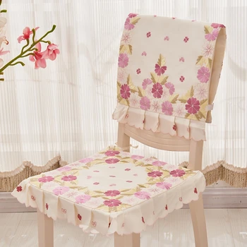 

Cotton Embroidered Chair Covers Rose Flower Weddings Banquet Decoration Chair Cover Set Party Dining Chair Clothes