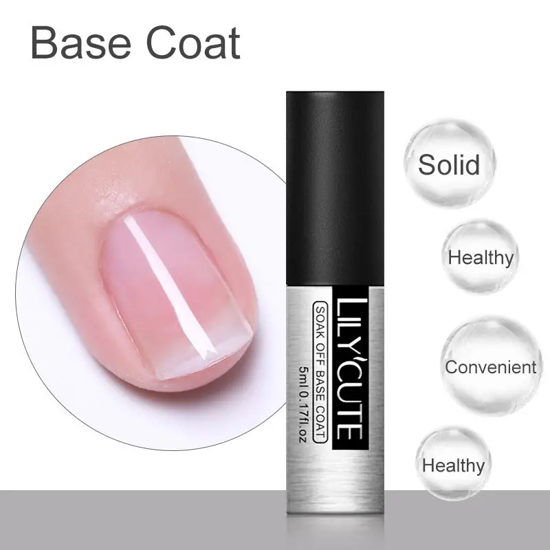 

LILYCUTE 5ml or 7ml Top Coat Gel Or Base Coat Gel Optional Primer Gel Polish for No Wipe Soak Off UV Gel