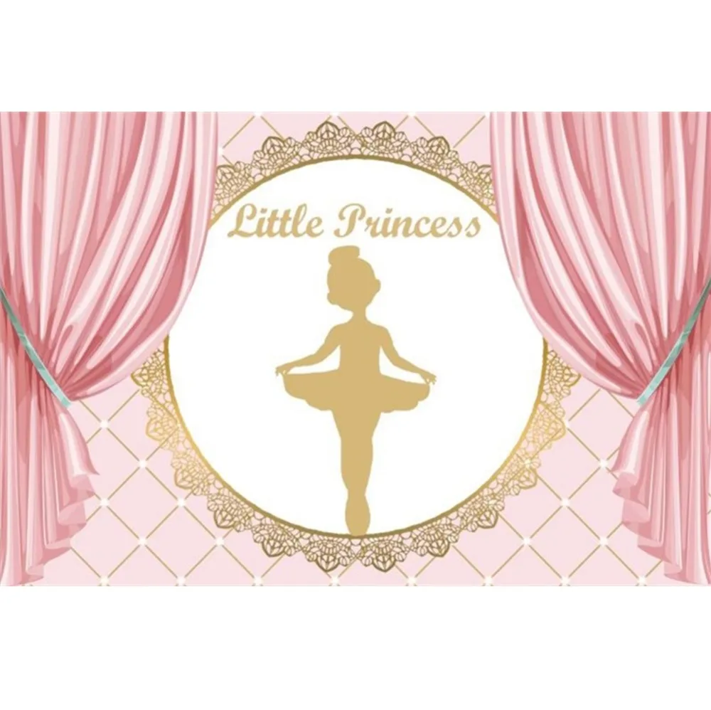 Laeacco Pink Princess Backgrounds Ballet Dancing Girl Baby Birthday Party Poster Photography Backdrops Photocall  Photo Studio