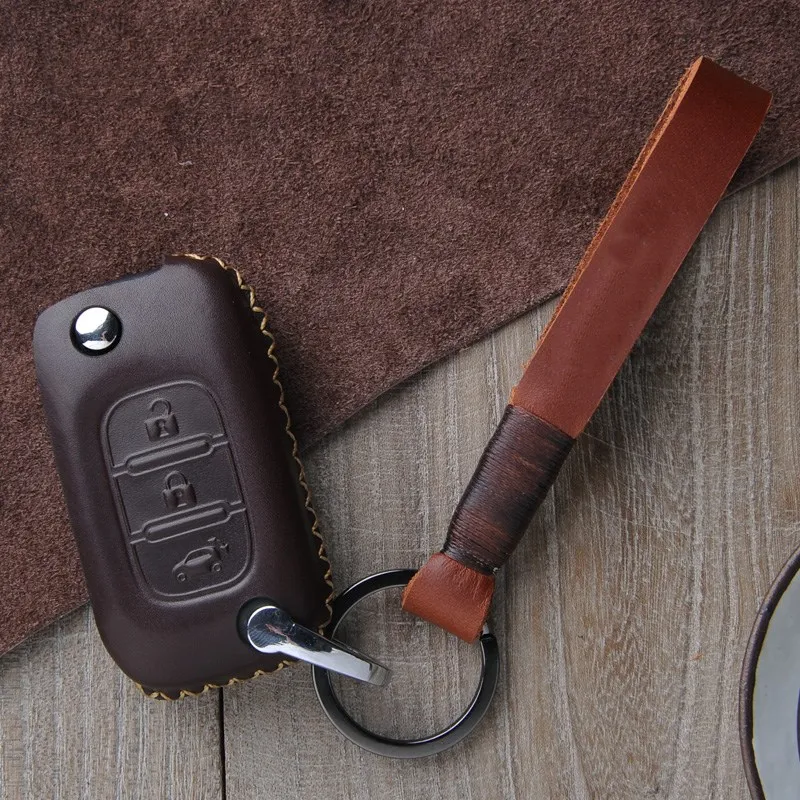 

car genuine leather key case for benz smart fortwo forfour 2015 2016 car accessories