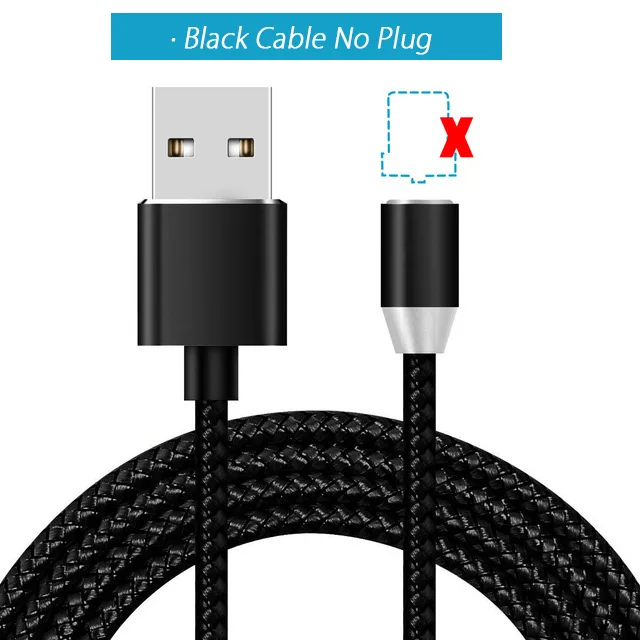 1 м, 2 м, 2 м, магнитный кабель Micro USB, магнитный кабель, соединитель типа C, кабель для зарядки Micro usb для huawei, samsung, Note 10, Xiaomi - Цвет: Black Cable No Plug