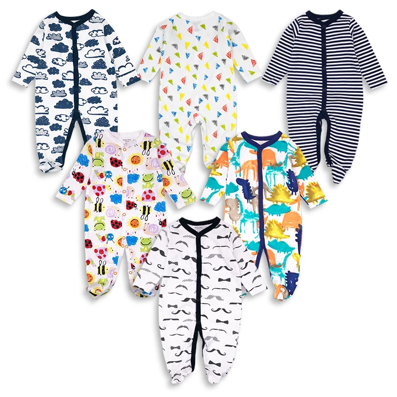 

6pcs/lot Newborn Baby Rompers baby boy Clothing free shoping Long Sleeve 100% cotton Cartoon Infant Jumpsuit kid Clothes