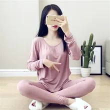 Pregnant women pajamas set cotton/modal qualitative postpartum lactation suit long sleeve Show thin pink nursing tops+trousers