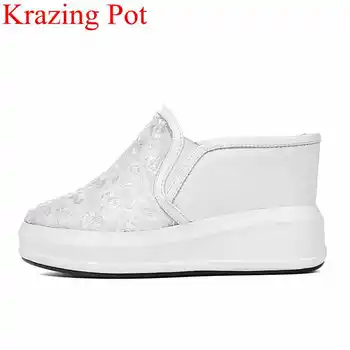 

2019 fashion sneaker platform increased slip on wedge women pumps high heels round toe mules summer slingback casual shoes L76
