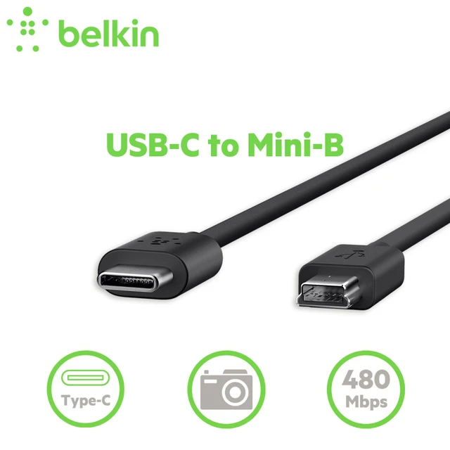 Belkin USB Type-C to Mini-B Mini-USB Cable for MacBook Pro for GoPro Hero5  Hero4 for Action Camera for USB HUB F2CU034bt06-BLK - AliExpress