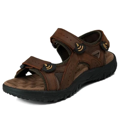 Г. новые стильные летние мужские сандалии обувь из натуральной кожи мужские пляжные сандалии Классические сандалии в римском стиле для улицы мужская обувь - Цвет: dark brown