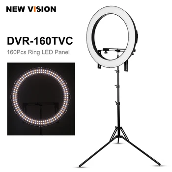 

Falcon Eyes DVR-160TVC Photography Studio Video LED Ring Light 160pcs SMD Beads 3200K-5600K Color with 180cm Light Stand