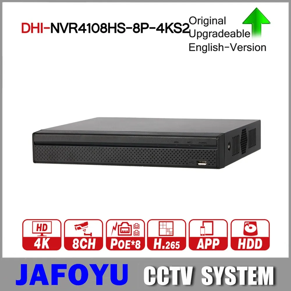 DH NVR4108HS 8P 4KS2 с 8 канальным портом PoE H.265 видеорегистратор поддержкой порта ONVIF CGI