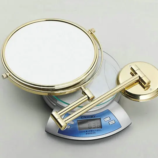 Латунное косметическое зеркало для ванной макияж 8 дюймов Золотая полированная двойная горка увеличительное зеркала для ванной настенный