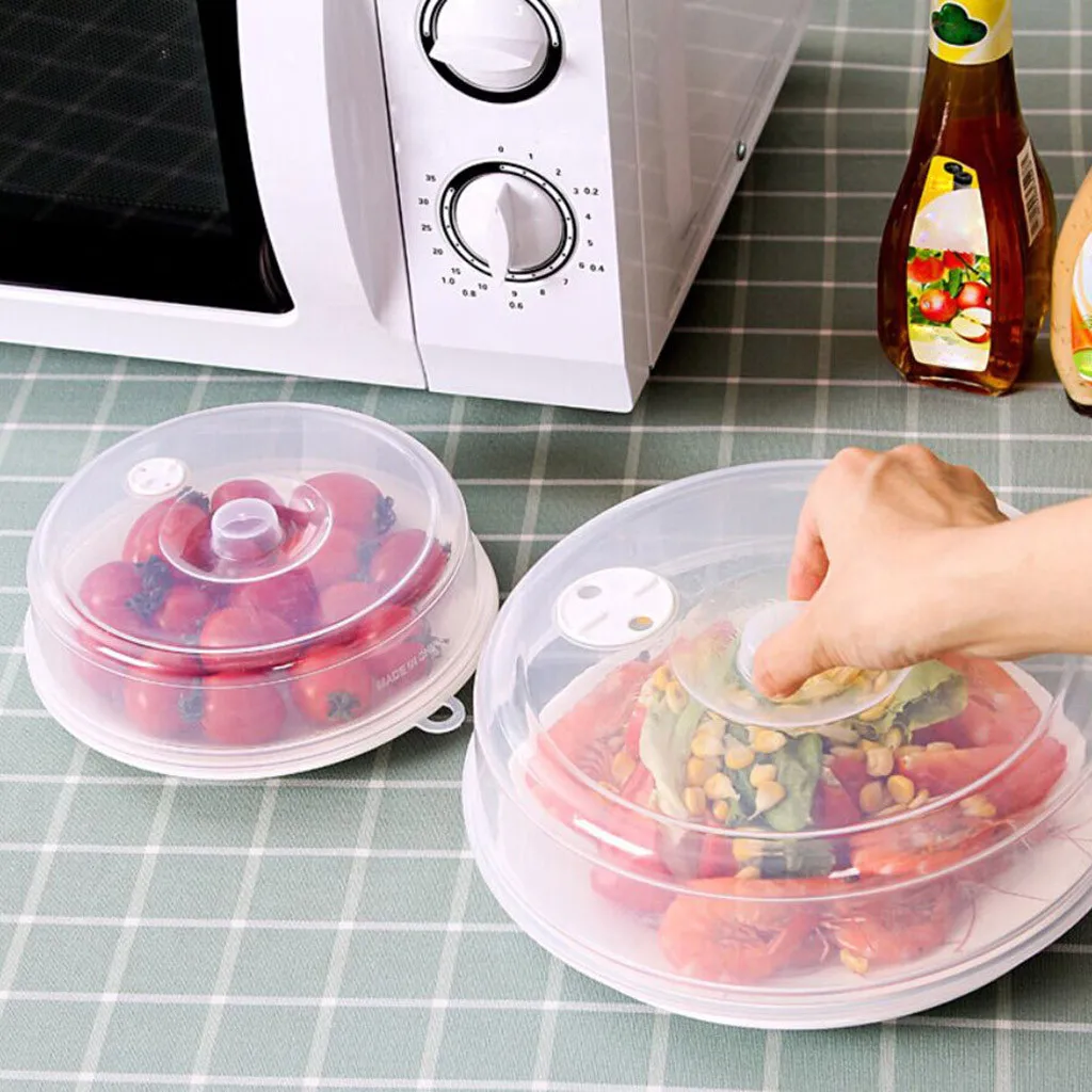 

2PCS Plastic Microwave Plate Cover Clear Steam Vent Splatter Lid Food Dish New cake decorating tools patisserie decorating tool