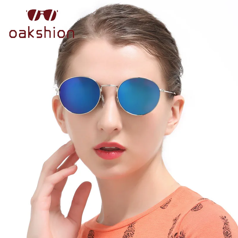 oakshion Retro Round Sunglasses Women 2019 Brand Designer Sun Glasses For Woman Metal Mirror Sunglasses Eyewear Female oculos d