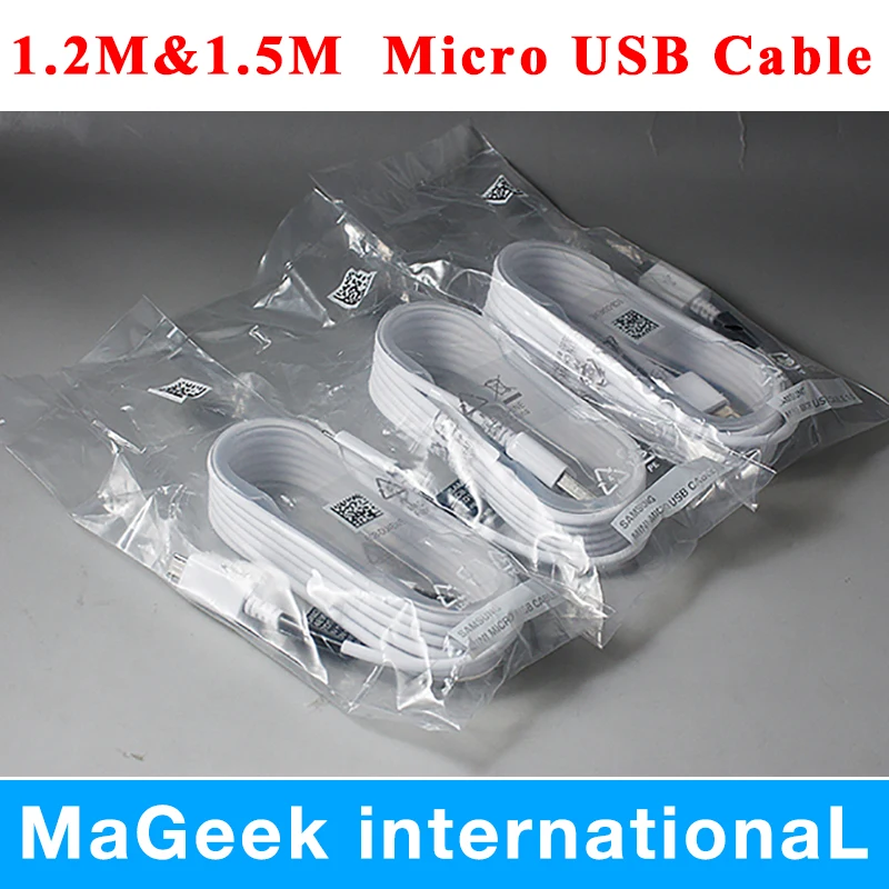 

100% Original 1.2m/1.5m Micro USB Sync Data Fast Charger Cable for Samsung S7 S6 Edge S4 S3 Note 4 5 100pcs/lot