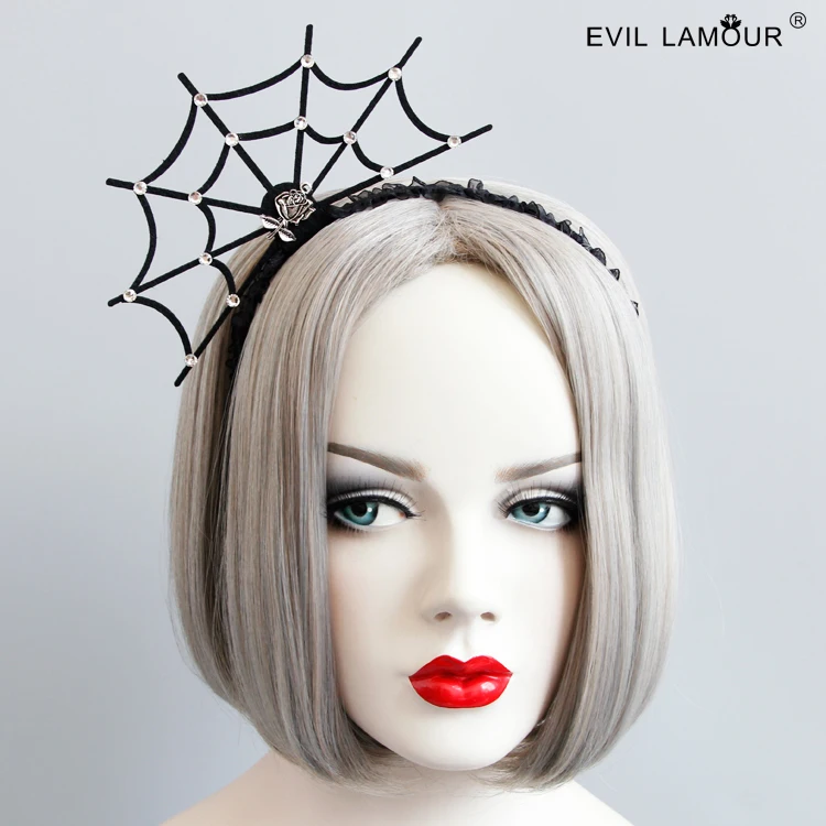 

New Halloween Princess Spider Web Headbands Vintage Baroque Girl Tiara Fashion Lace Hairbands Woman Party Hair Accessories FG-82