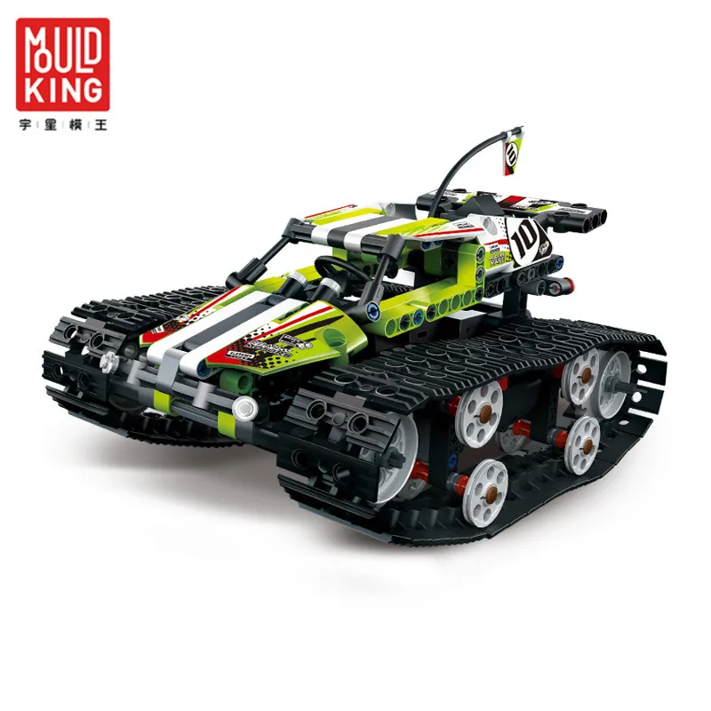 

MOULD KING 13023 Tracked High Speed Car Green Building Block Remote Control DIY Technic Children Toys Brick Gift for Child