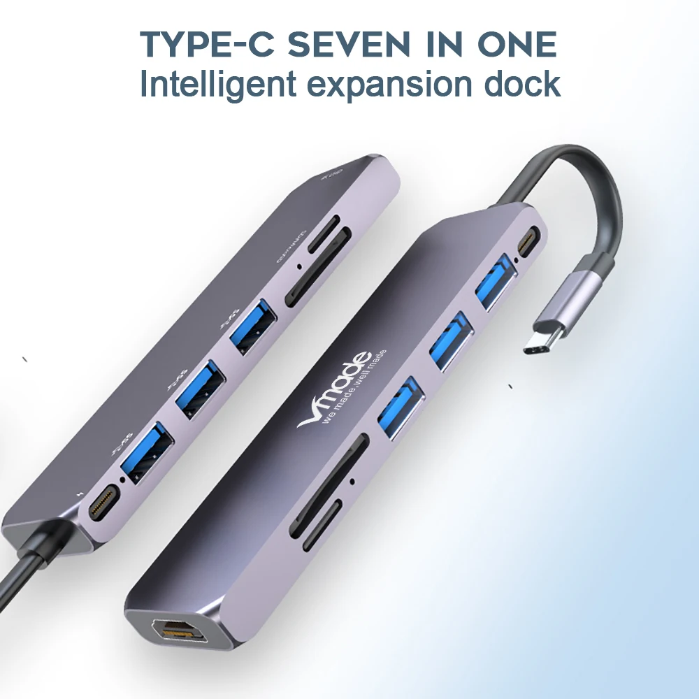 Vmade USB C концентратор USB-C-3,0 концентратор HDMI Thunderbolt 3 адаптер для MacBook samsung Galaxy S10 Plus huawei P30 Pro type C usb-хаб