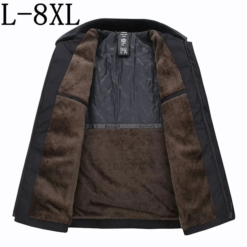 Новое поступление зимняя куртка с флисом Повседневная парка с меховым воротником мужская Толстая теплая модная мужская зимняя куртка размера плюс 7XL 8XL