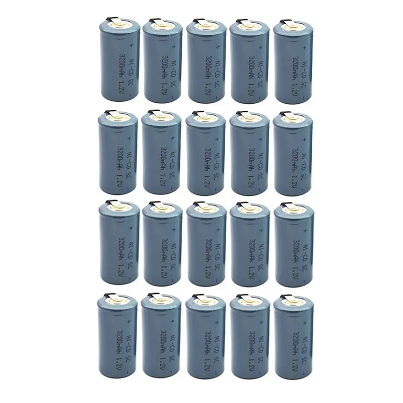 

20pcs 3200mah SC 1.2V high quality Ni-CD Battery Sub C SC 22420 with an Extension Cord Processed into Tools Battery Pack