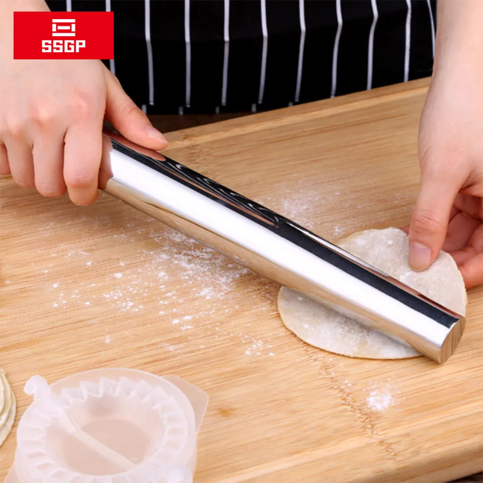 

Rolling Pin 304 Stainless Steel Patisserie Pastry Roll Kitchen Cooking Tool Test Dough Roller Cake Fondant Cookies Baking Roller
