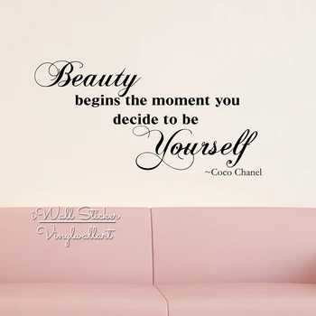

Beauty Begins The Moment Quote Wall Sticker Inspirational Wall Quotes Decal DIY Removable Vinyl Stickers Motivational Decor Q38