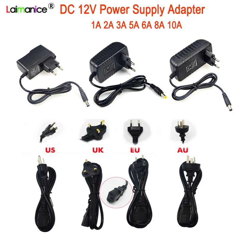 

12V Power Supply DC12V Adapter 1A 2A 3A 5A 6A 8A 10A Transformer AC 110V 220V 220 V To DC 12 Volts 12 V Converter for LED Strip