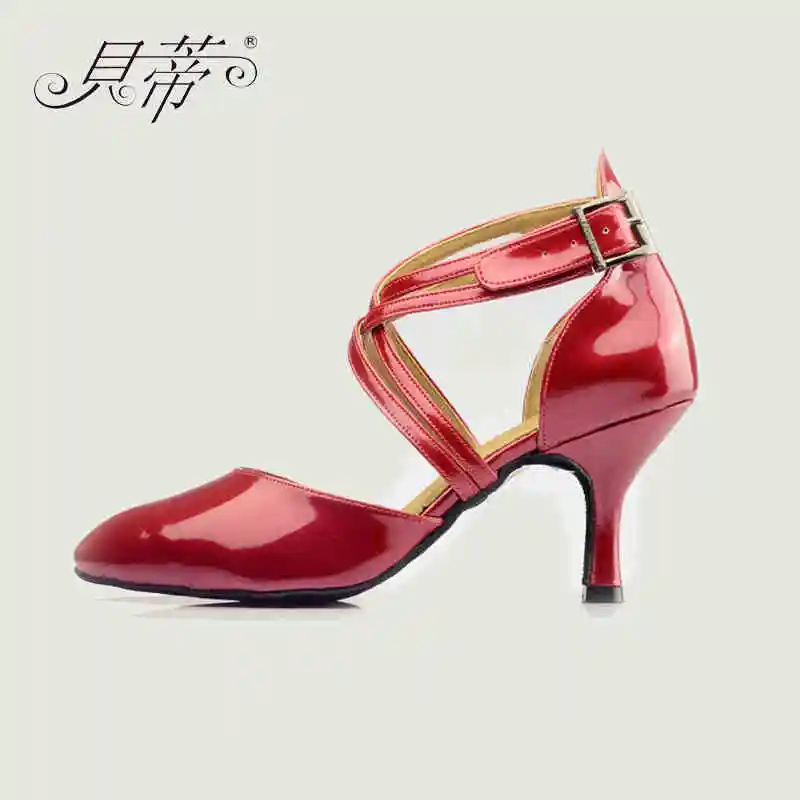 20161210_154515_124 - Ballroom shoes girls Latin dance shoes woman Salsa Tango kids Sports Shoe Modern Upscale of PU Red Black heel  Discount Jazz Hot BD110