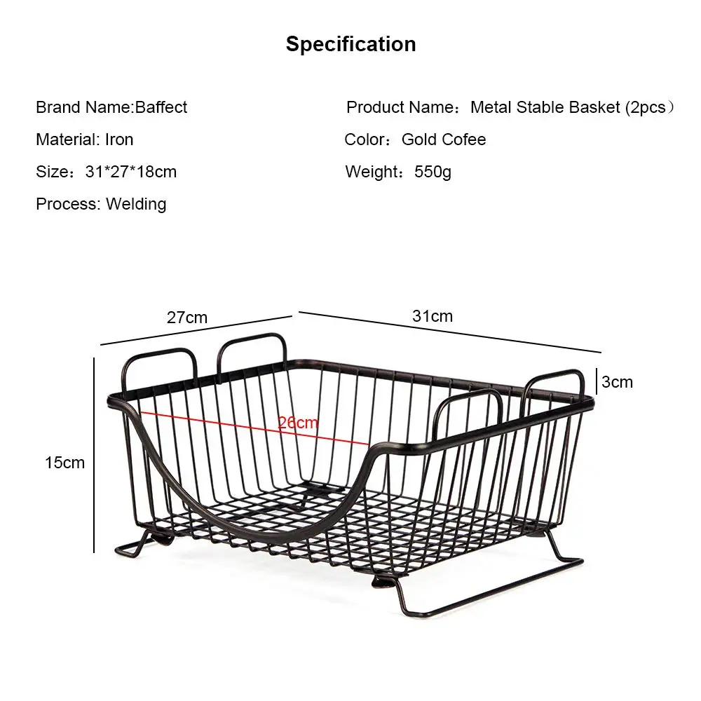 Baffect 2 шт кухонная Складная складываемая корзина для хранения многофункциональная проволочная стойка для хранения с ручкой стоящая корзина для фруктов еда