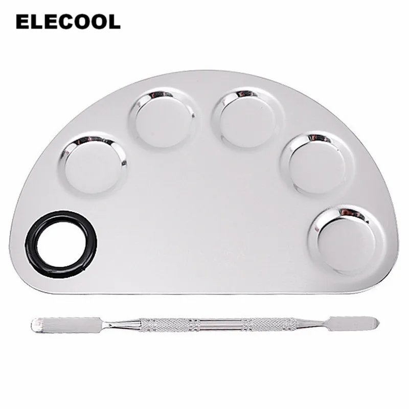 Elecool из нержавеющей стали для макияжа смеситель лак для ногтей Палитра для смешивания, основа, тени для глаз, Нержавеющая сталь стержень для маникюра с шпатель стержень