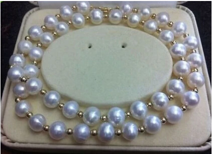 

Free shipping >>@ >812 9-10MM AKOYA WHITE NATURAL PEARL NECKLACE 20 INCH