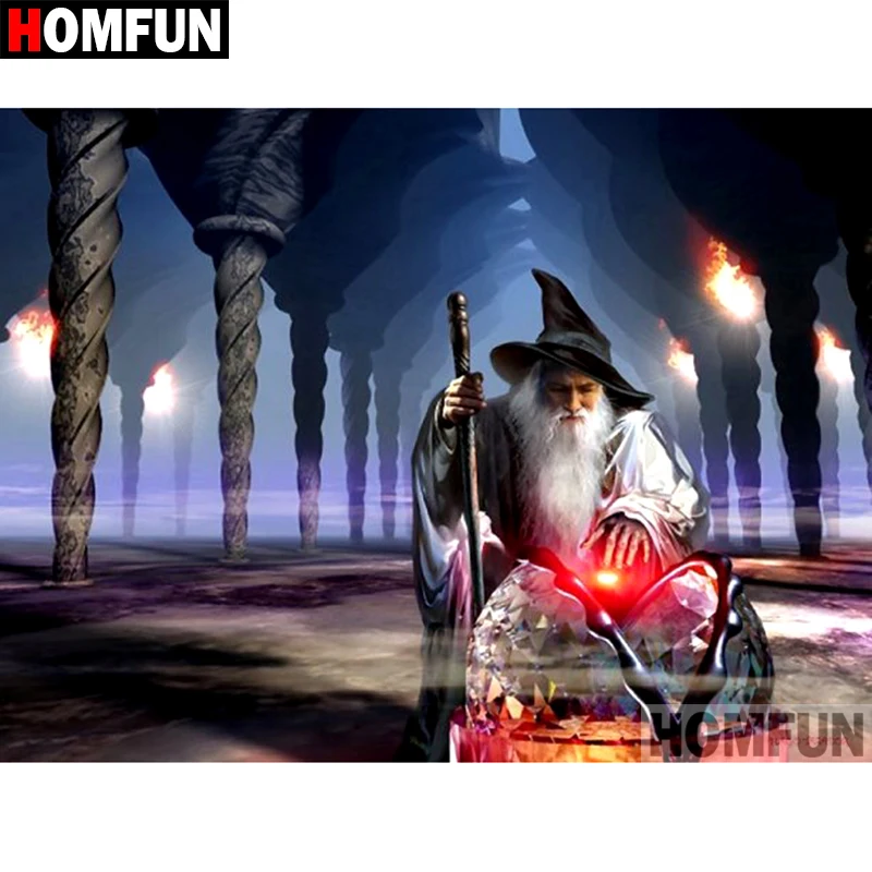 

HOMFUN 5D DIY Diamond Painting Full Square/Round Drill "Magical old man" Embroidery Cross Stitch gift Home Decor Gift A09350