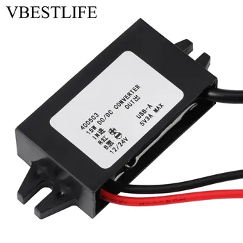 

DC-DC Converter Step Down Adapter 12V/24V to USB 5V 3A Step Down Voltage Module Converter Regulator Cable Wires