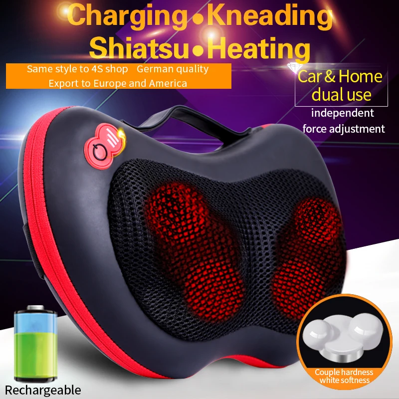 JinKaiRui Kneading Rechargeable Electric Neck Back Relaxation Pillow Massage Devices Cushion