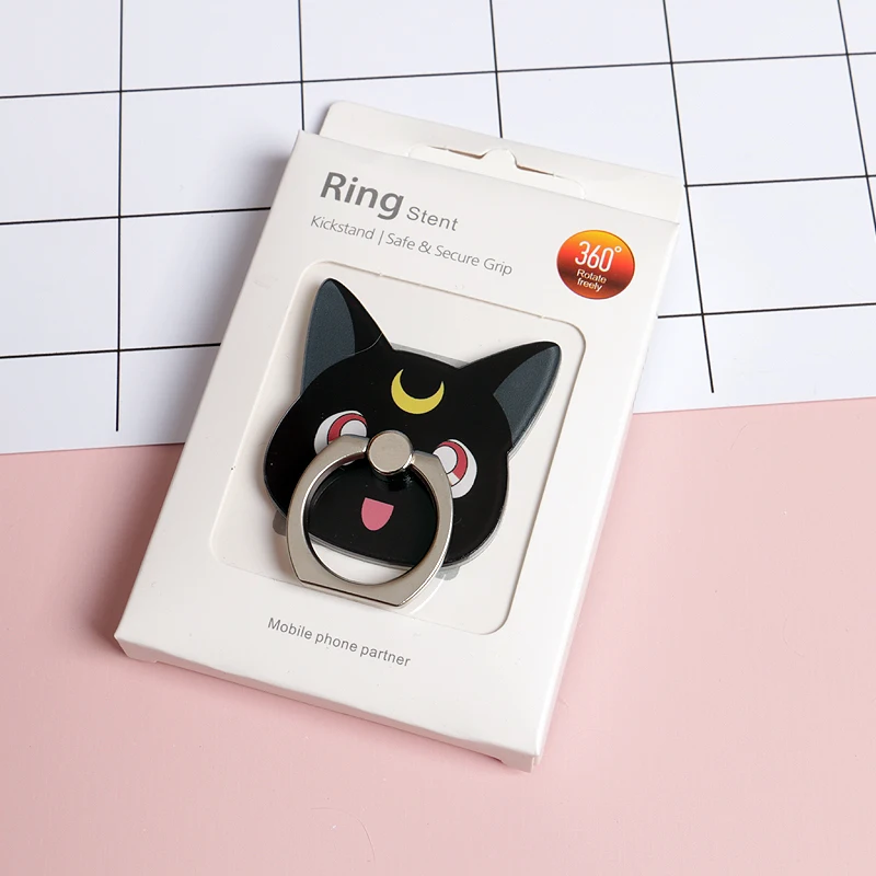 Sailor Moon Crystal Figure 360 Degree Metal Finger Ring for iphone ipad Luna Black Cat Mobile Phone Support Toys Sailor Moon Crystal Figure 360 Degree Metal Finger Ring for iphone ipad Luna Black Cat Mobile Phone Support Toys