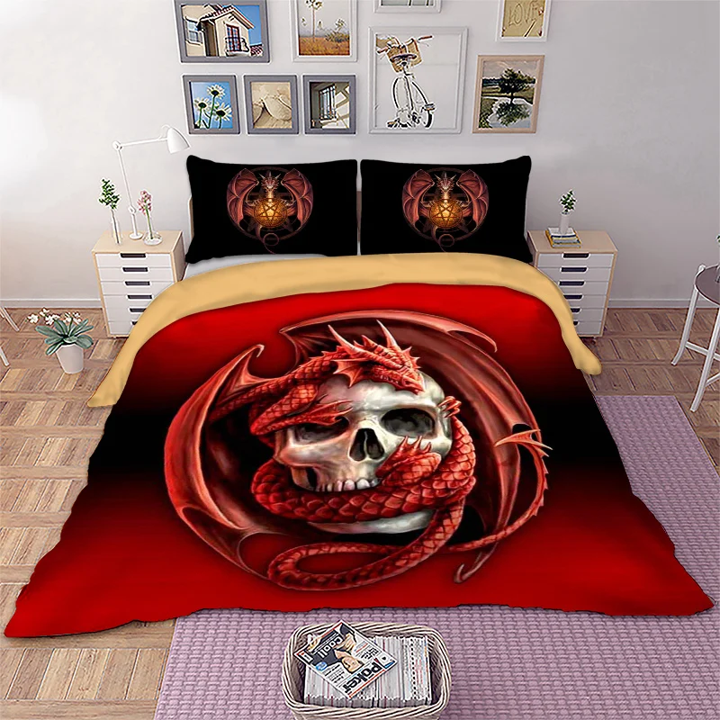 

BEST.WENSD Red pterosaur bedding single Twin Full Queen king 3pcs/set Duvet cover set for Bedroom -no sheets 100% Bamboo Fiber