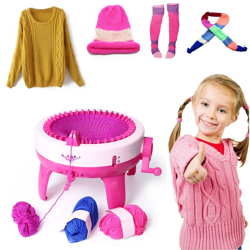 

Large Size Children Hand-cranking Weaving Loom Knitting Machine DIY Educational Toys for Girl Arts Crafts XWJ-132
