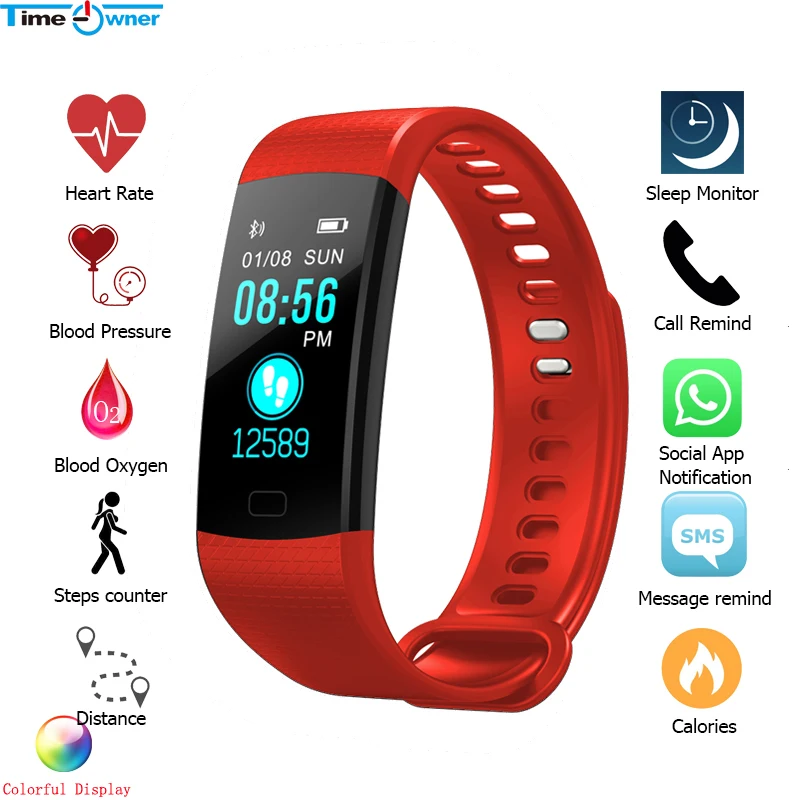 

Time Owner Y5 Bluetooth Bracelet Heart Rate/Sleep Monitor Fitness Tracker Sport Wirstband Call/SMS/Social App Remind Smart Band