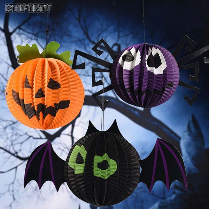 

3pcs/Lot Halloween decoration props horror party supplies lanterns pumpkin halloween party paper lantern Bat spider pumpkin set