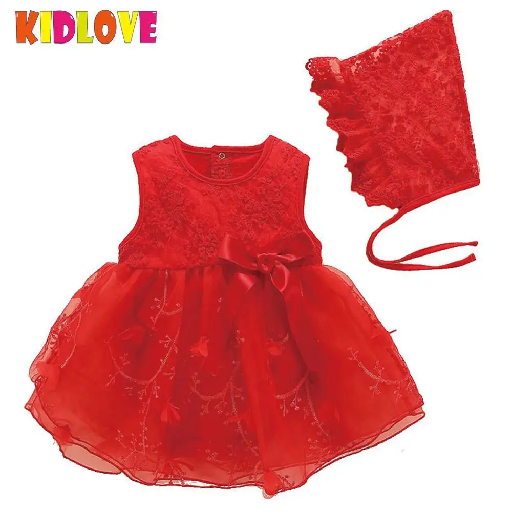 KIDLOVE 2pcs/set Newborn Baby Girl Infant Dress Summer Cute Round Neck Cotton Lace Dress + Lace