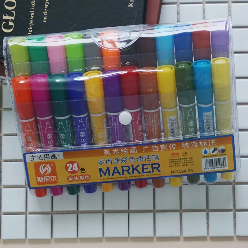 markers 12/18/24/30 colors oily art school pen Double-headed art supplies markers drawing markers set manga kawai