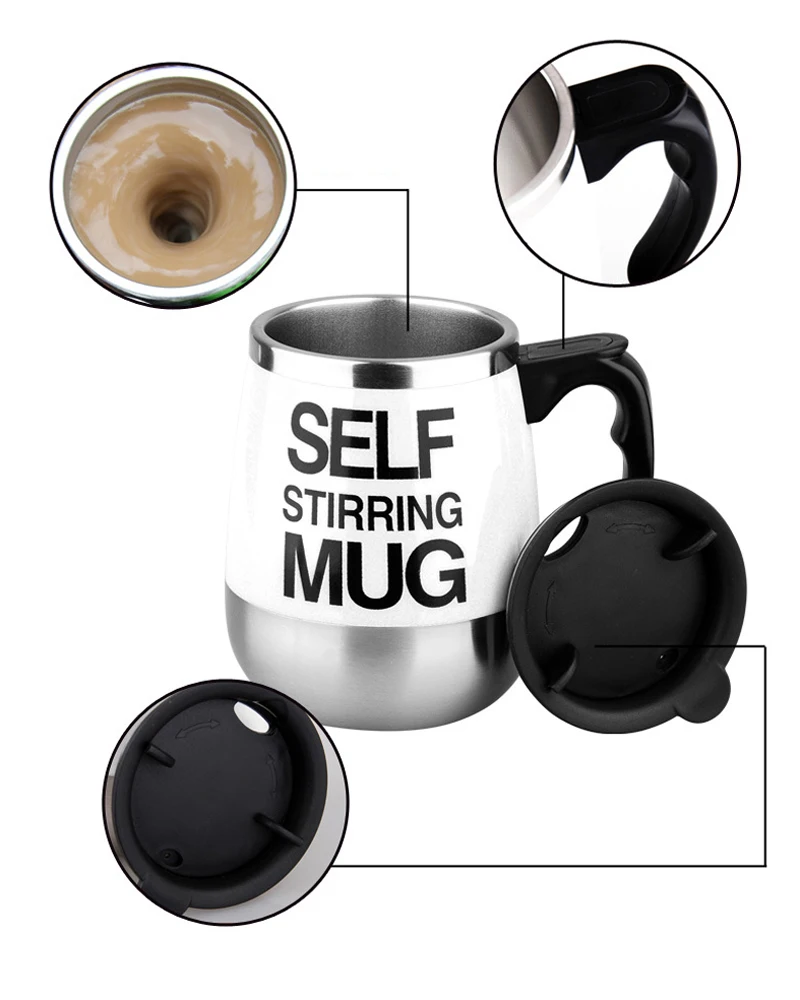 Self Stirring Mug Auto Mixing Coffee Cup Stainless Steel Travel Mug with Lid for Coffee Milk Grain Oat Smart Mug Drinkware 450ml (4)