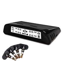Tire Pressure Monitor Internal Sensor Solar Energy Wireless TPMS with Black-and-white Display Screen Sensor Failure Alarm