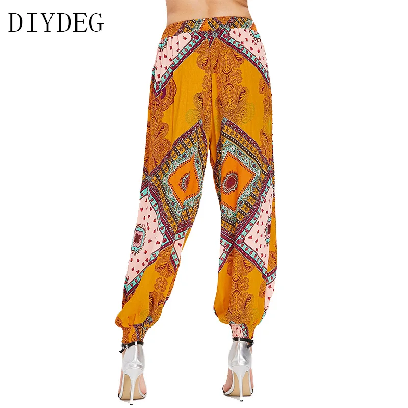 

DIYDEG 2018 summer new Bohemian style printed loose beach holiday Loose Chiffon pants women harem pants Female FREE SHIPPING